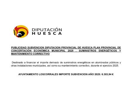 Publicidad Subvención plan provincial de concertación económica...