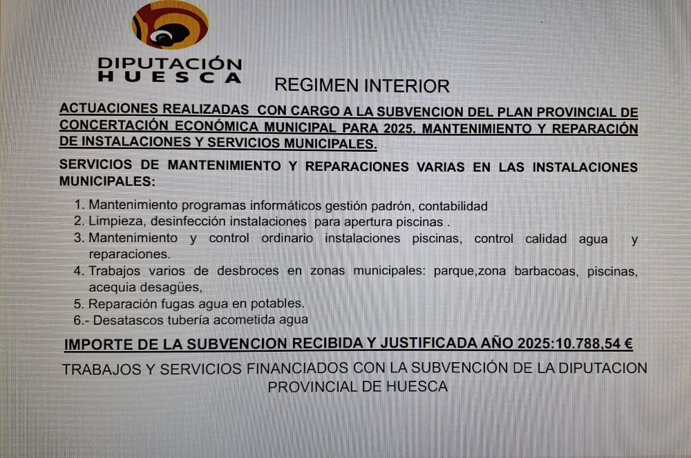 Imagen Publicidad subvención plan provincial de concertación económica municipal 2025 mantenimiento instalaciones y servicios municipales