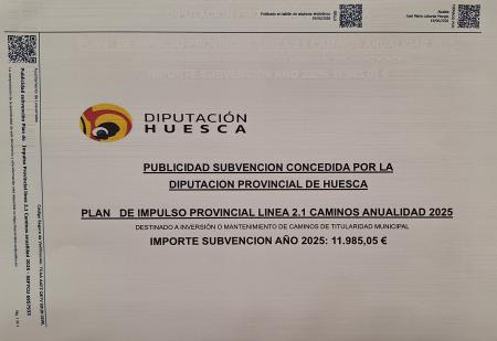 Publicidad Subvención plan impulso provincial 2025.Linea 2.1 Caminos