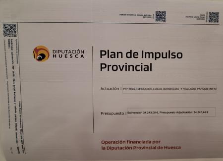 Publicidad Subvención plan impulso provincial 2025.Obra Local Barbacoa y...